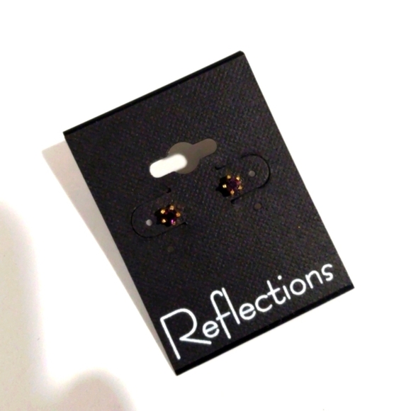 Swarovski Crystal Element - Gold Overlay Purple Stone "Tiny" Stud Earrings - Picture 1 of 10